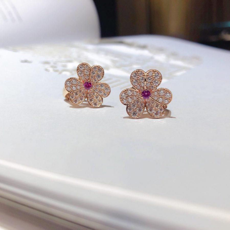 [Ornora Jewelry]FRIVOLE PINK GOLD FLOWER DIAMOND EARRINGS
