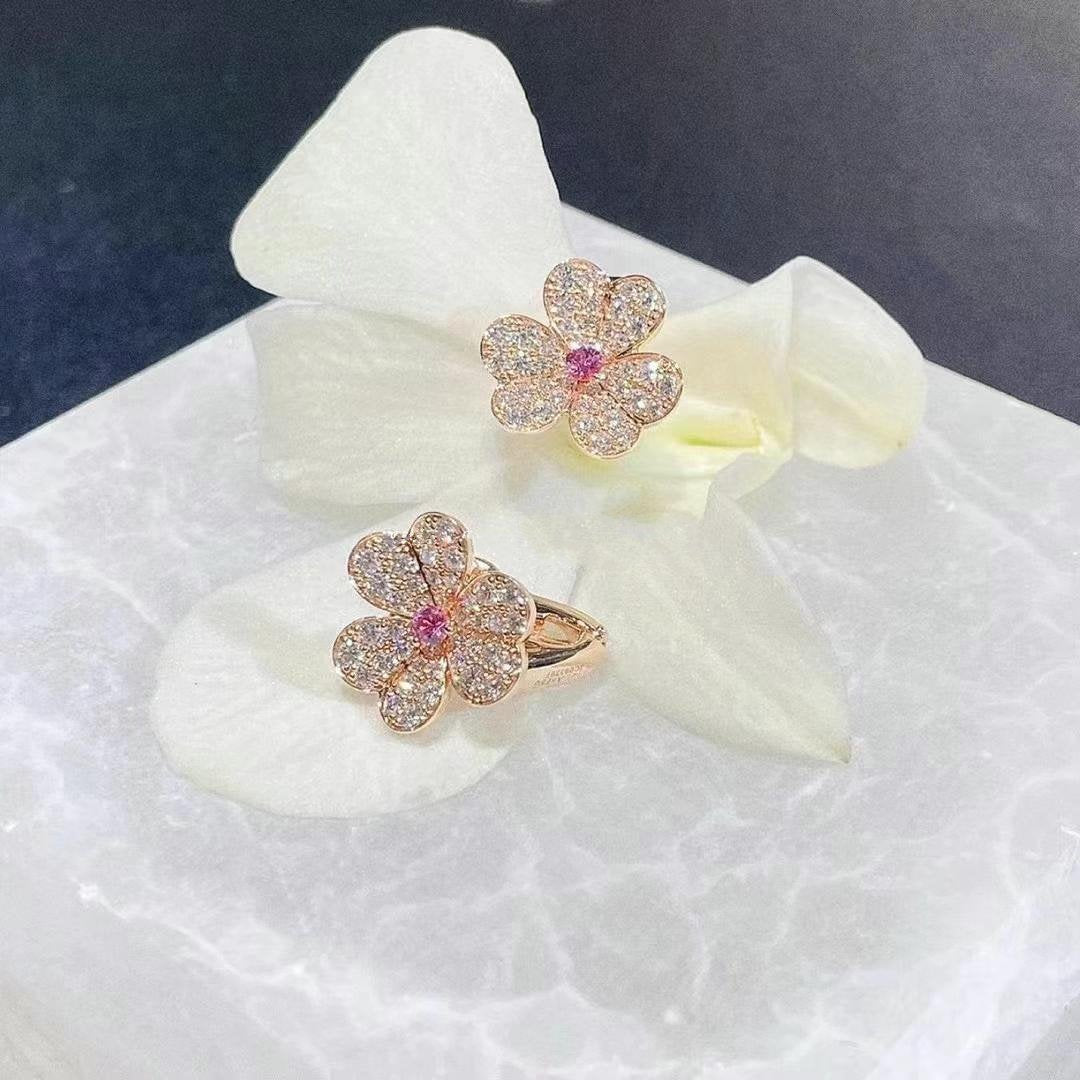 [Ornora Jewelry]FRIVOLE PINK GOLD FLOWER DIAMOND EARRINGS