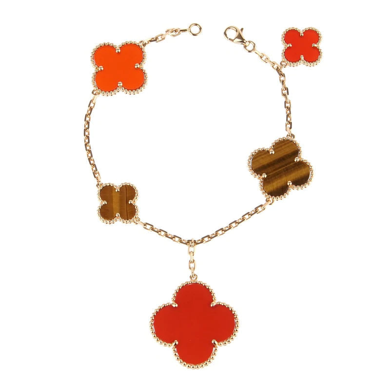 [Ornora Jewelry]CLOVER BRACELET 5 MOTIFS CARNELIAN TIGER EYE