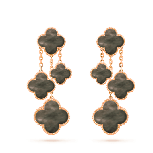 [Ornora Jewelry]CLOVER EARRINGS DARK MOP 4 MOTIFS ROSE GOLD
