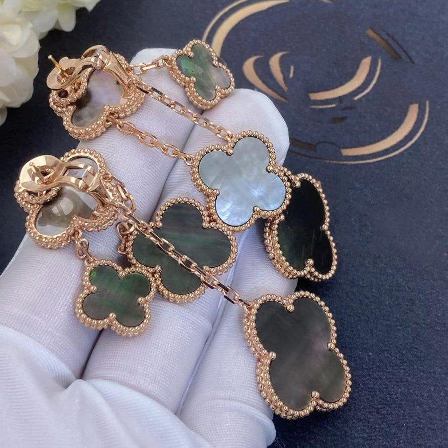 [Ornora Jewelry]CLOVER EARRINGS DARK MOP 4 MOTIFS ROSE GOLD