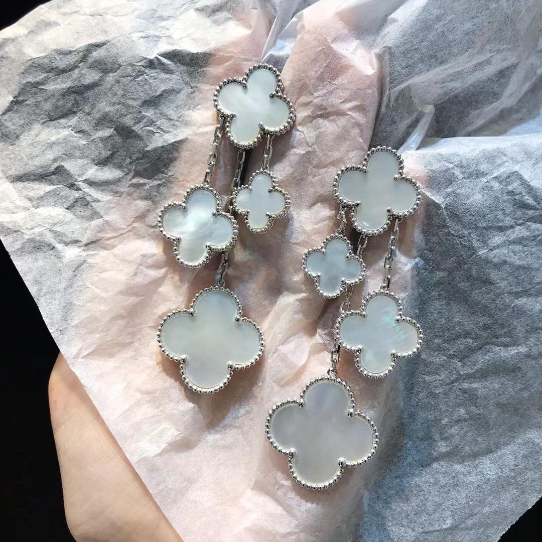 [Ornora Jewelry]CLOVER EARRINGS WHITE MOP 4 MOTIFS SILVER