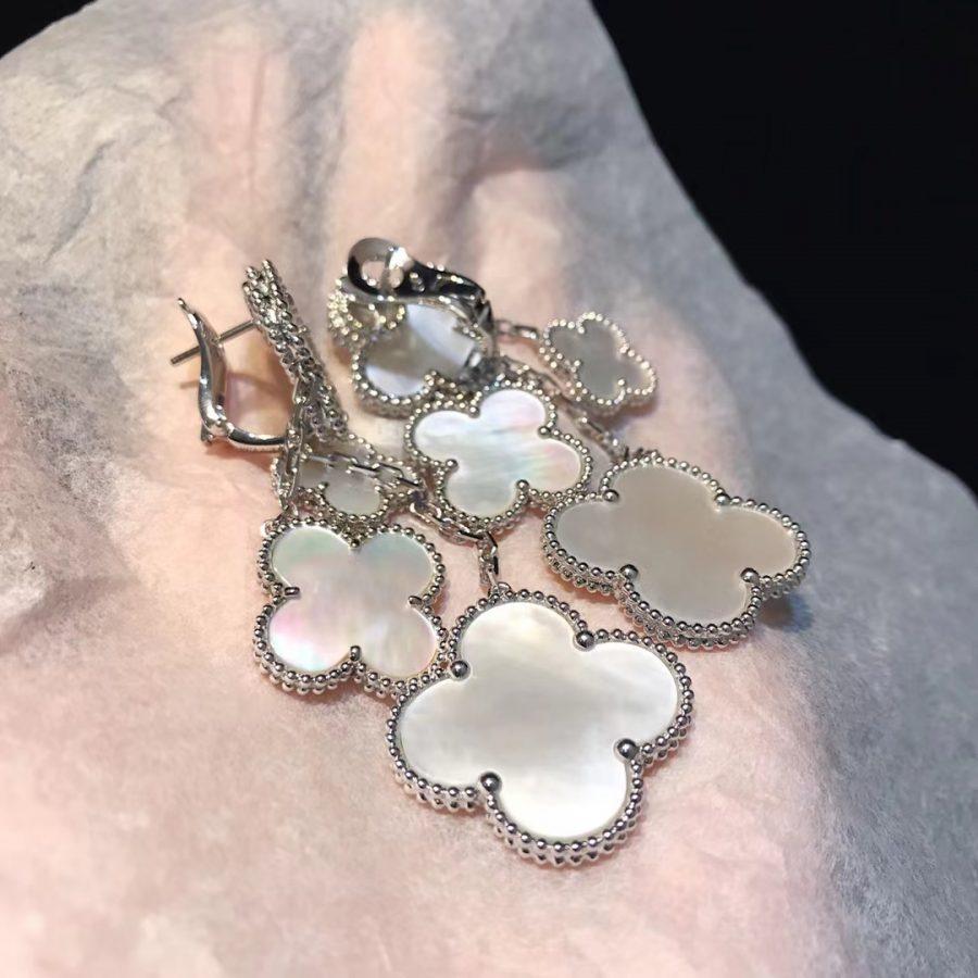 [Ornora Jewelry]CLOVER EARRINGS WHITE MOP 4 MOTIFS SILVER