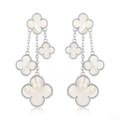 [Ornora Jewelry]CLOVER EARRINGS WHITE MOP 4 MOTIFS SILVER