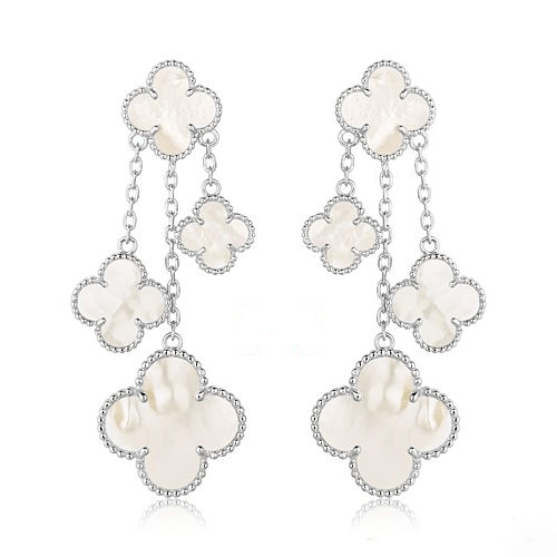 [Ornora Jewelry]CLOVER EARRINGS WHITE MOP 4 MOTIFS SILVER