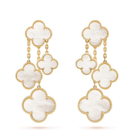 [Ornora Jewelry]CLOVER EARRINGS WHITE MOP 4 MOTIFS GOLD