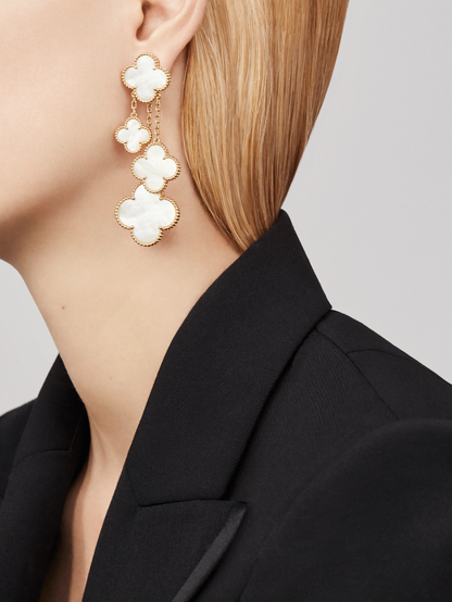 [Ornora Jewelry]CLOVER EARRINGS WHITE MOP 4 MOTIFS GOLD