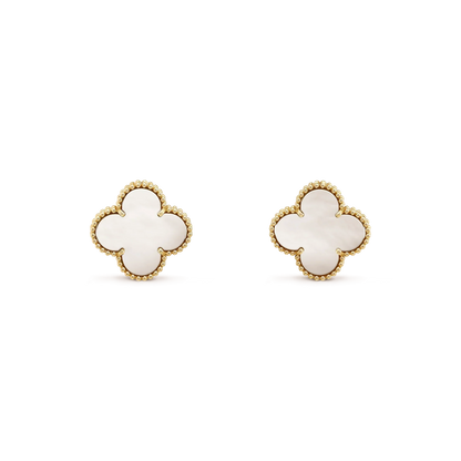 [Ornora Jewelry]CLOVER MEDIUM 1 MOTIFS  WHITE MOP STUD EARRINGS