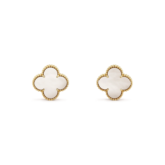 [Ornora Jewelry]CLOVER MEDIUM 1 MOTIFS  WHITE MOP STUD EARRINGS