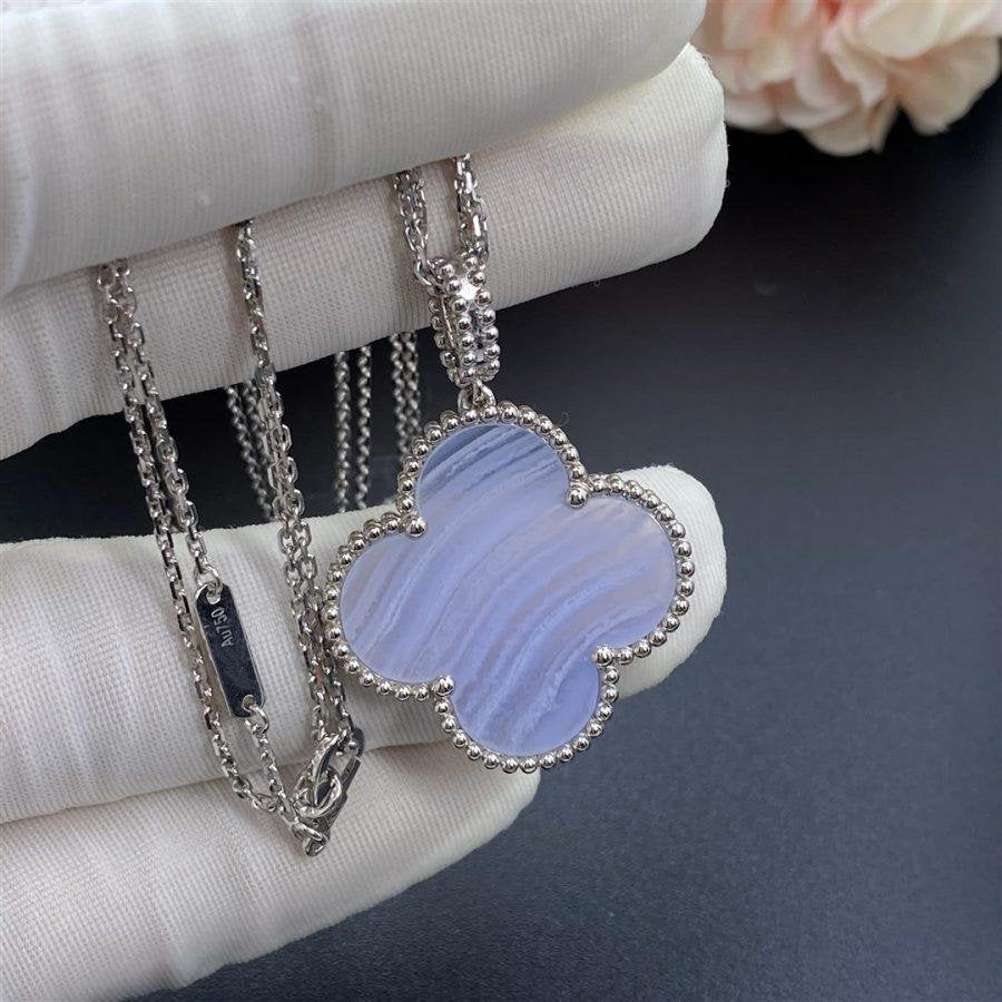 [Ornora Jewelry]CLOVER SILVER CHALCEDONY BIG CLOVER NECKLACE