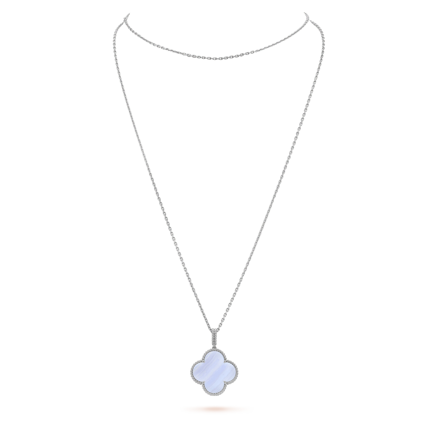 [Ornora Jewelry]CLOVER SILVER CHALCEDONY BIG CLOVER NECKLACE