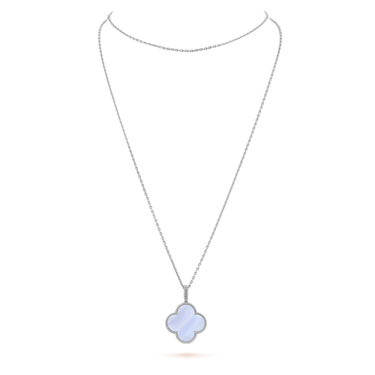 [Ornora Jewelry]CLOVER SILVER CHALCEDONY BIG CLOVER NECKLACE
