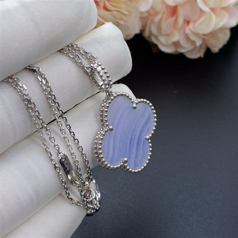 [Ornora Jewelry]CLOVER SILVER CHALCEDONY BIG CLOVER NECKLACE