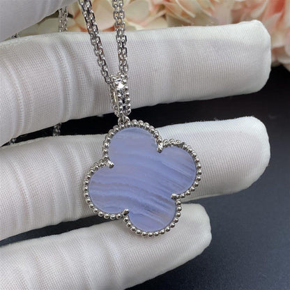 [Ornora Jewelry]CLOVER SILVER CHALCEDONY BIG CLOVER NECKLACE