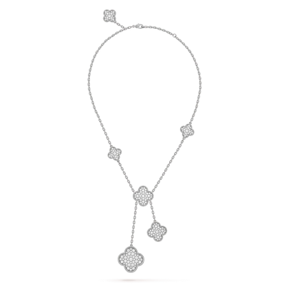 [Ornora Jewelry]CLOVER 5 MOTIFS SILVER DIAMONDS NECKLACE