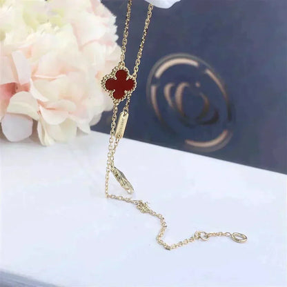 [Ornora Jewelry]CLOVER  CARNELIAN SINGLE FLOWER BRACELET