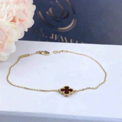 [Ornora Jewelry]CLOVER  CARNELIAN SINGLE FLOWER BRACELET