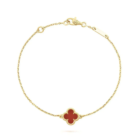 [Ornora Jewelry]CLOVER  CARNELIAN SINGLE FLOWER BRACELET