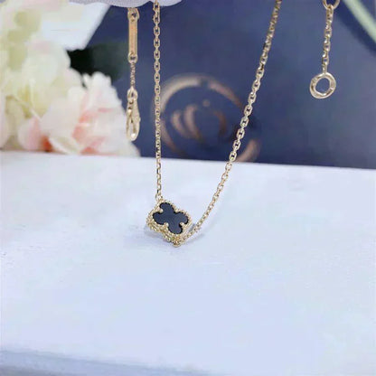 [Ornora Jewelry]CLOVER ONYX SINGLE FLOWER BRACELET