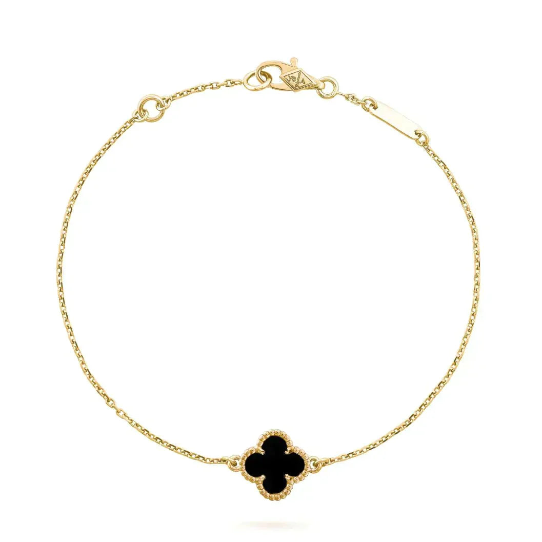 [Ornora Jewelry]CLOVER ONYX SINGLE FLOWER BRACELET
