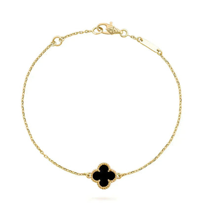 [Ornora Jewelry]CLOVER ONYX SINGLE FLOWER BRACELET