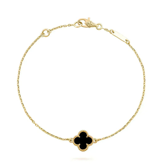 [Ornora Jewelry]CLOVER ONYX SINGLE FLOWER BRACELET