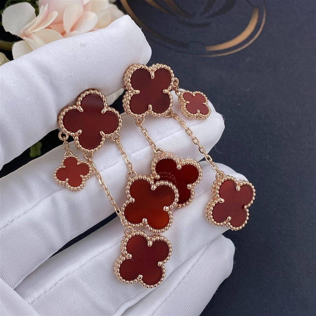 [Ornora Jewelry]CLOVER EARRINGS CARNELIAN 4 MOTIFS PINK GOLD