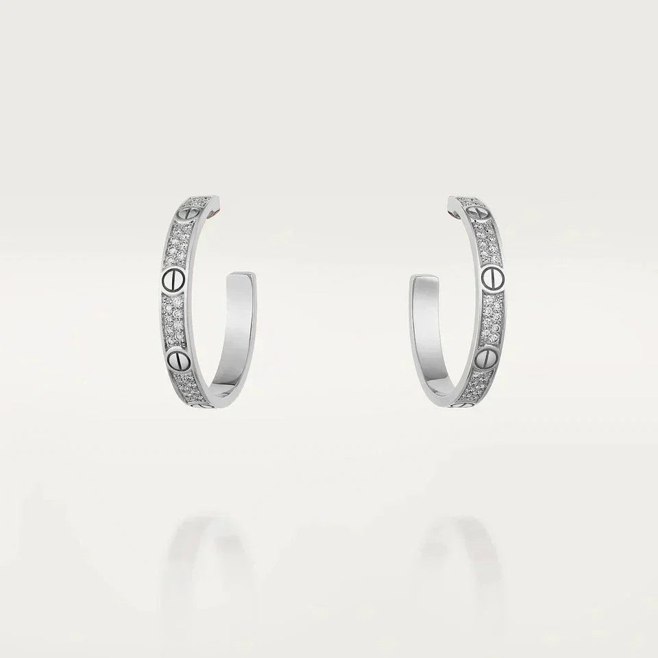 [Ornora Jewelry]LOVE EARRINGS 3.6MM DIAMOND PAVED