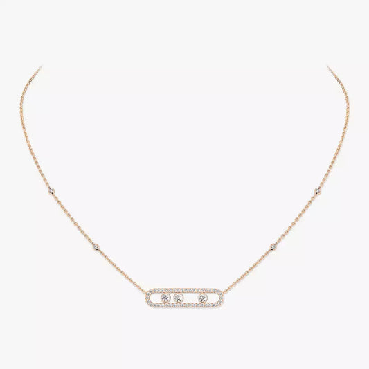 [Ornora Jewelry] Move Pave_ Rose Gold Diamond Necklace