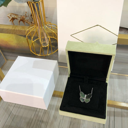 [Ornora Jewelry]LARGE BUTTERFLY SILVER PENDANT DIAMOND NECKLACE
