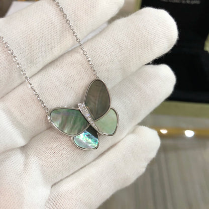 [Ornora Jewelry]LARGE BUTTERFLY SILVER PENDANT DIAMOND NECKLACE