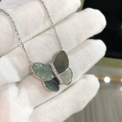 [Ornora Jewelry]LARGE BUTTERFLY SILVER PENDANT DIAMOND NECKLACE