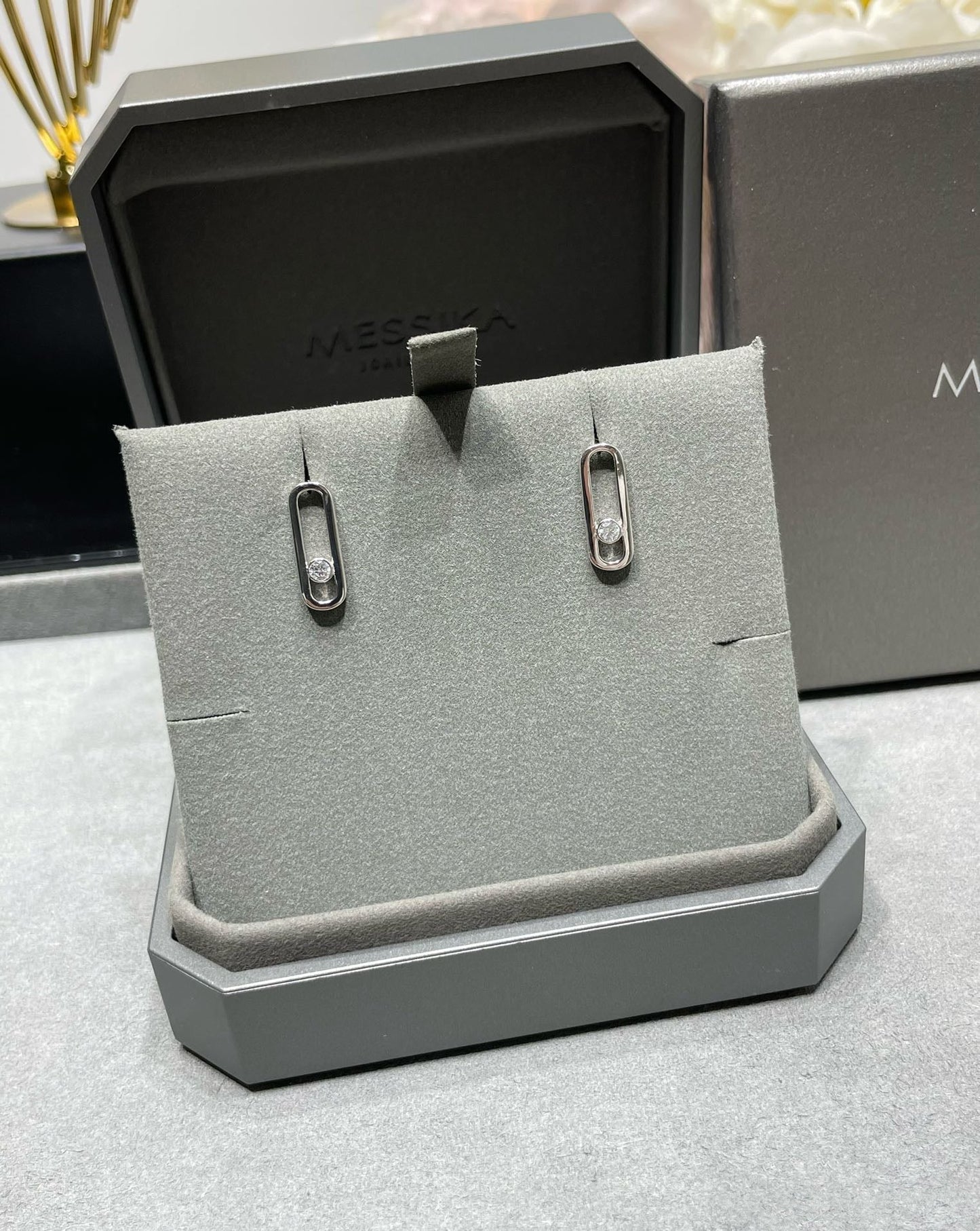 [Ornora Jewelry]MOVE UNO SMALL 1 DIAMOND EARRINGS