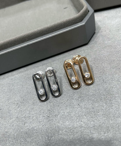 [Ornora Jewelry]MOVE UNO SMALL 1 DIAMOND EARRINGS