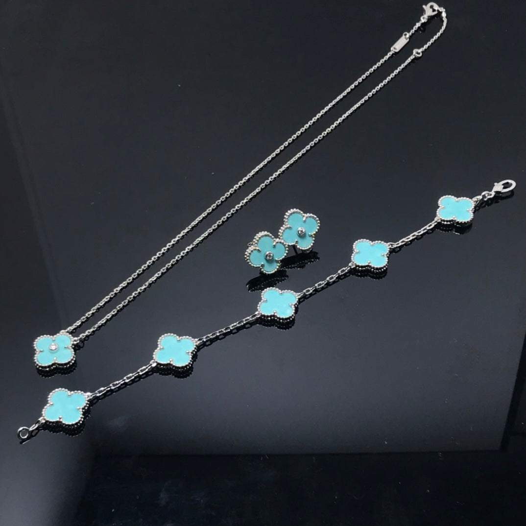 [Ornora Jewelry]CLOVER 1 DIAMOND BLUE SKY SILVER EARRINGS