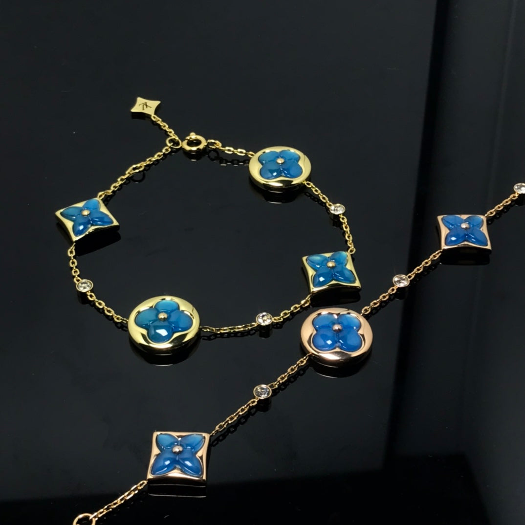 [Ornora Jewelry]STAR AND SUN 4 MOTIF BLUE BRACELET