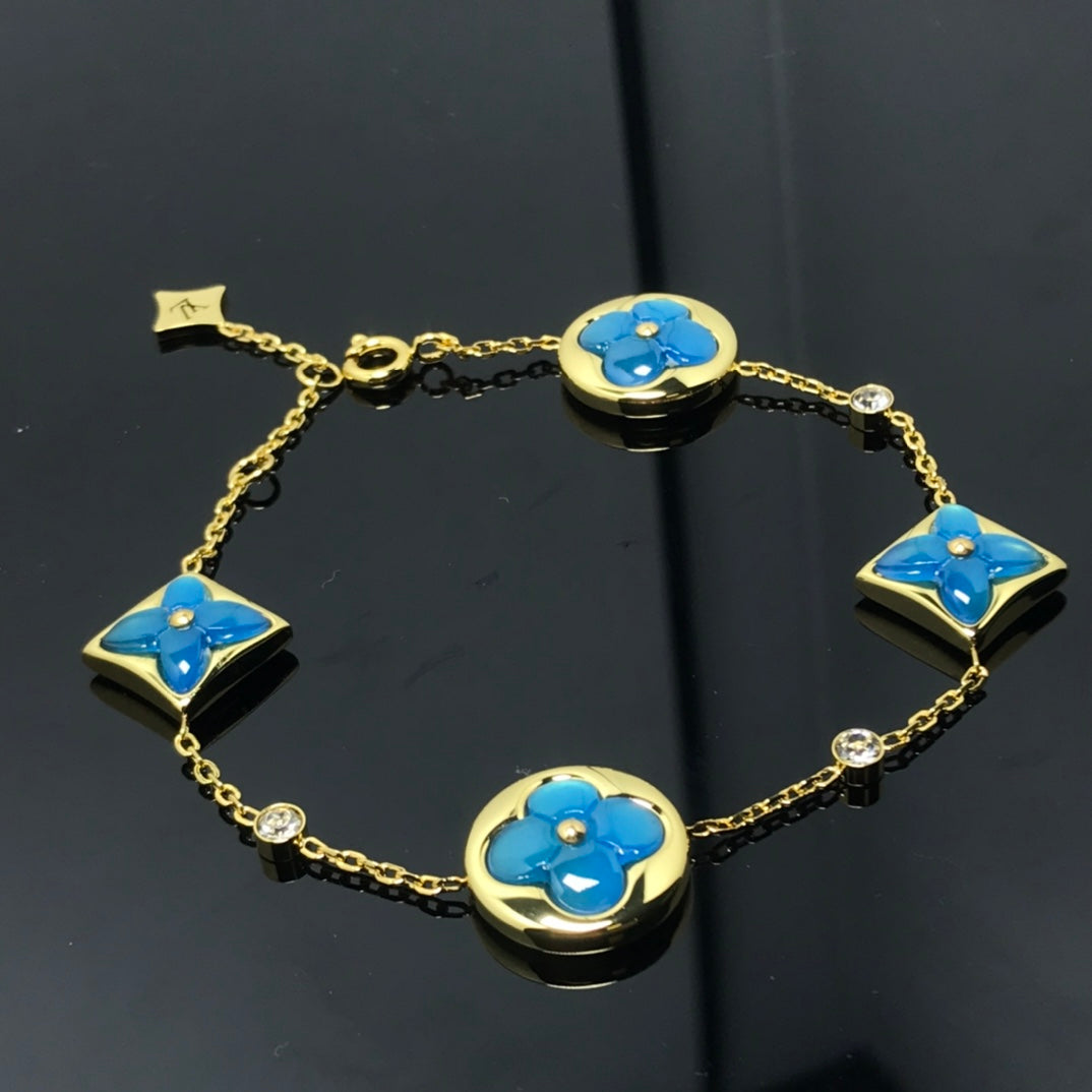 [Ornora Jewelry]STAR AND SUN 4 MOTIF BLUE BRACELET
