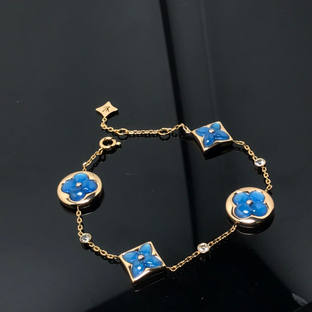 [Ornora Jewelry]STAR AND SUN 4 MOTIF BLUE BRACELET