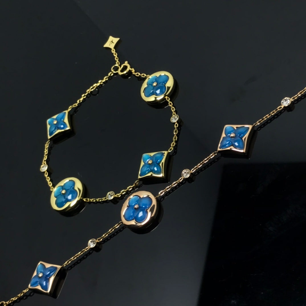 [Ornora Jewelry]STAR AND SUN 4 MOTIF BLUE BRACELET