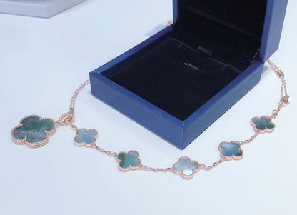 [Ornora Jewelry]COMBINED BRACELET 5 MOTIFS AND NECKLACE DARK MOP ROSE GOLD