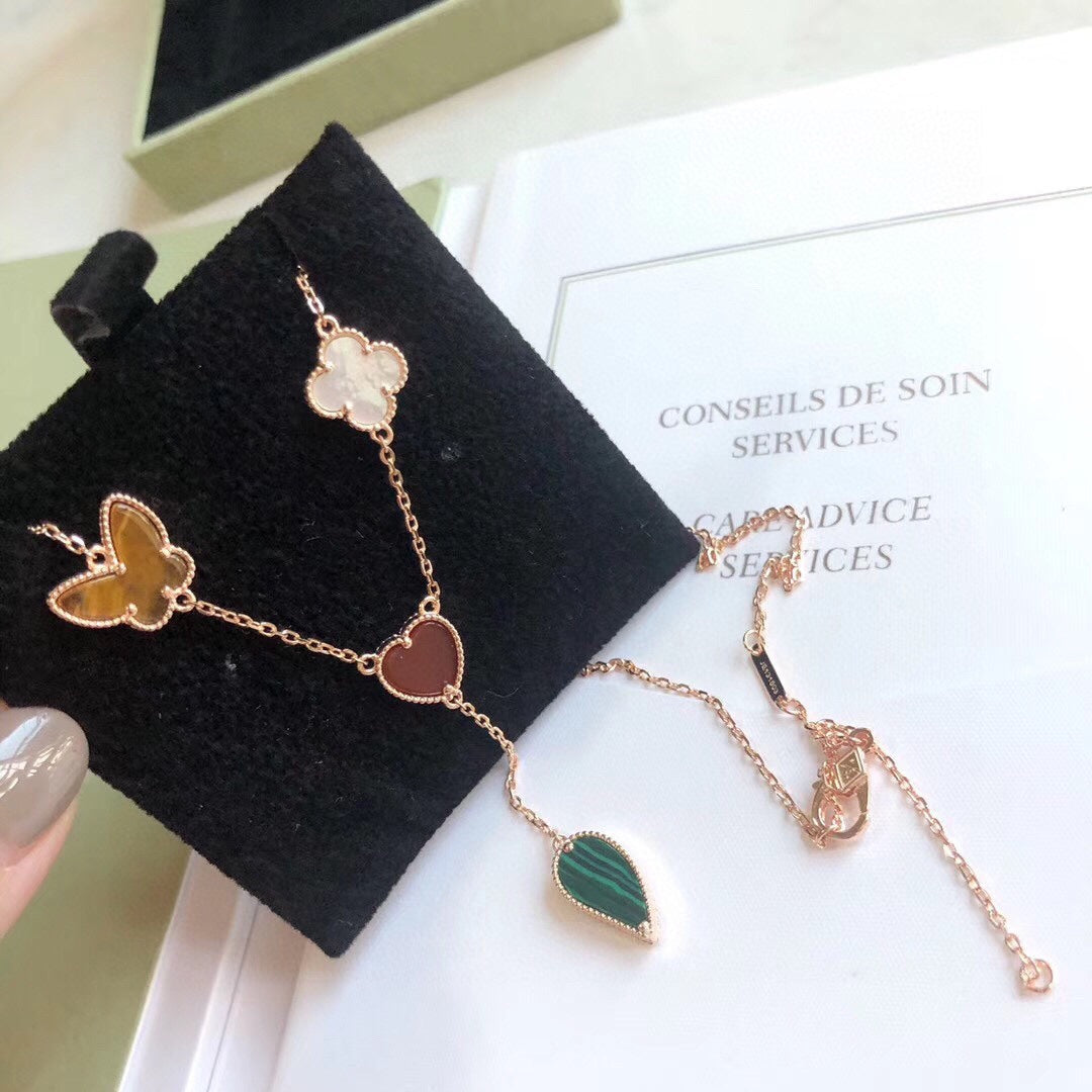 [Ornora Jewelry]LUCKY SPRING 4 MOTIFS ROSE GOLD NECKLACE