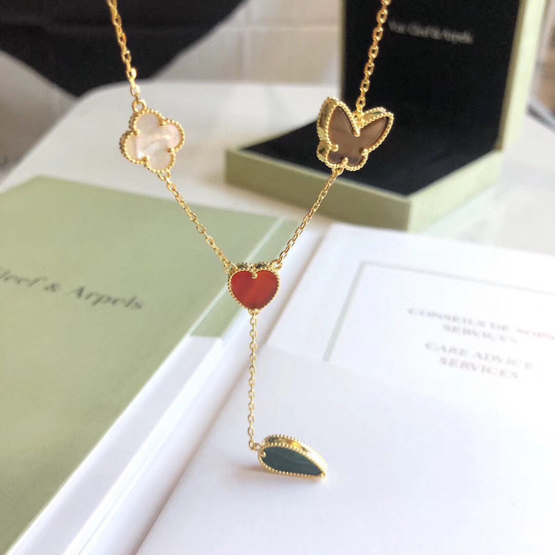 [Ornora Jewelry]LUCKY SPRING 4 MOTIFS ROSE GOLD NECKLACE