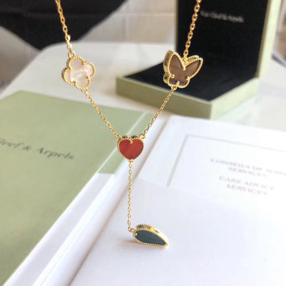 [Ornora Jewelry]LUCKY SPRING 4 MOTIFS ROSE GOLD NECKLACE