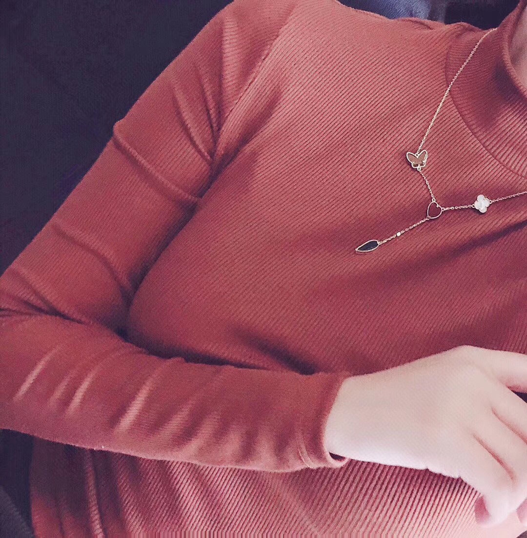[Ornora Jewelry]LUCKY SPRING 4 MOTIFS ROSE GOLD NECKLACE