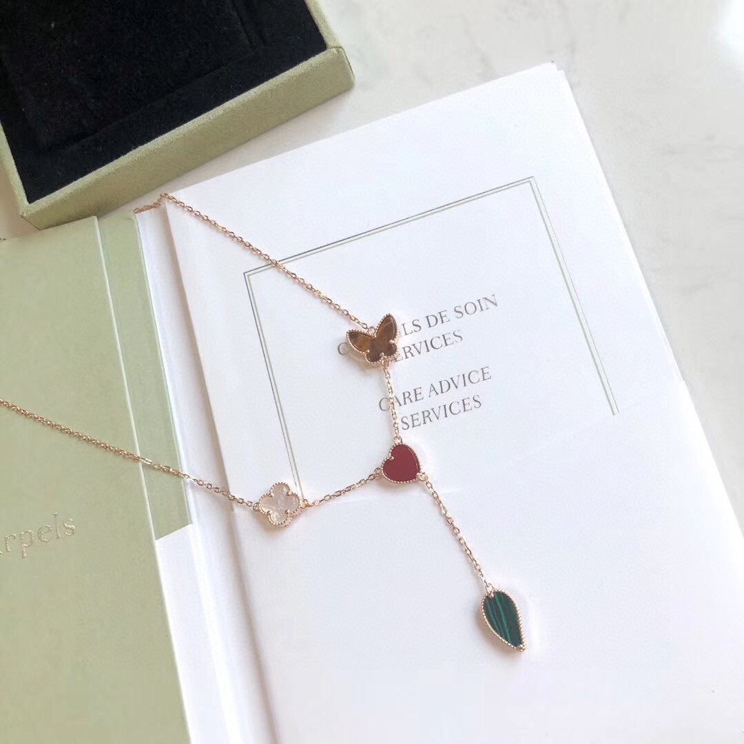 [Ornora Jewelry]LUCKY SPRING 4 MOTIFS ROSE GOLD NECKLACE