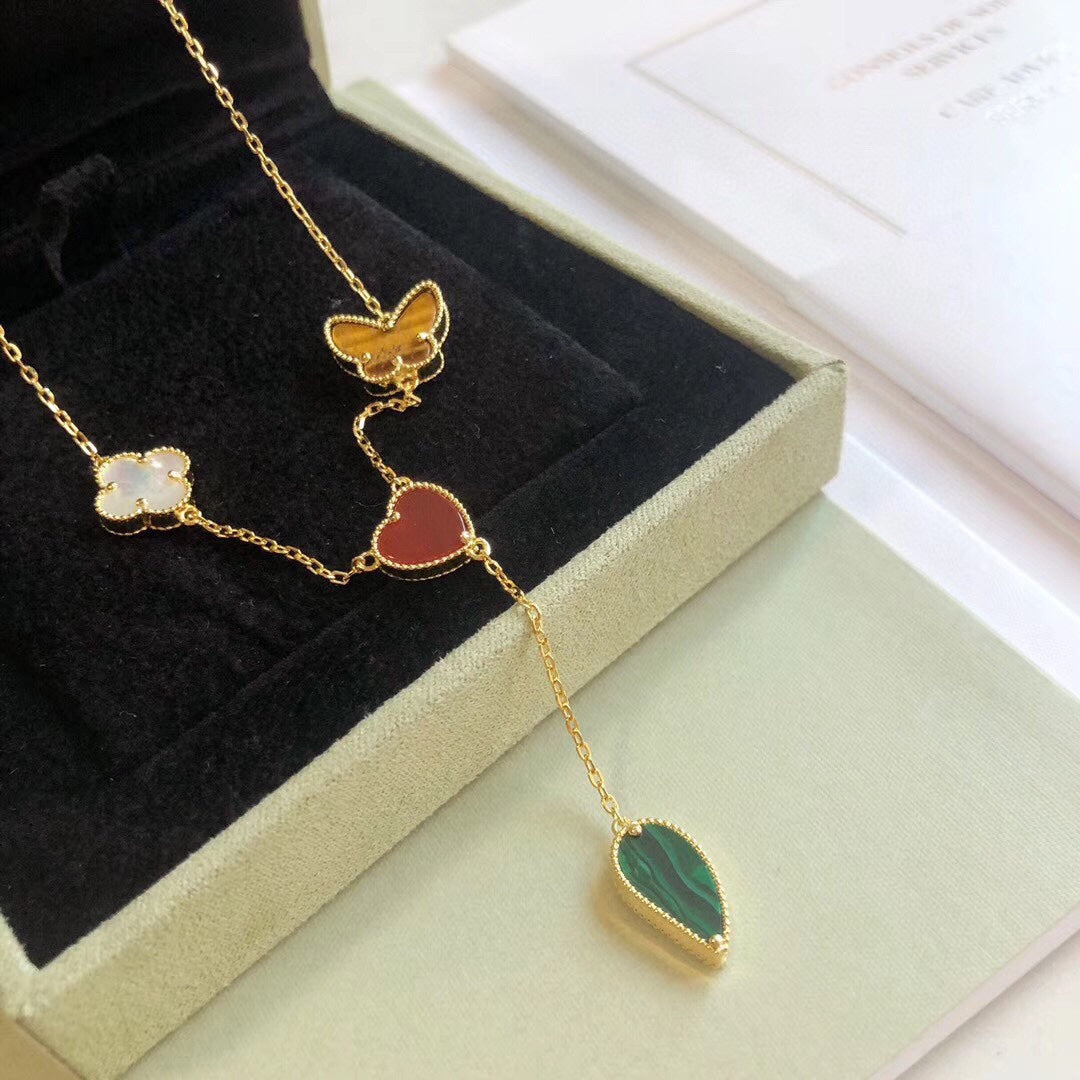 [Ornora Jewelry]LUCKY SPRING 4 MOTIFS ROSE GOLD NECKLACE