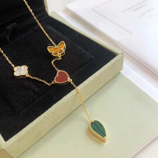 [Ornora Jewelry]LUCKY SPRING 4 MOTIFS ROSE GOLD NECKLACE