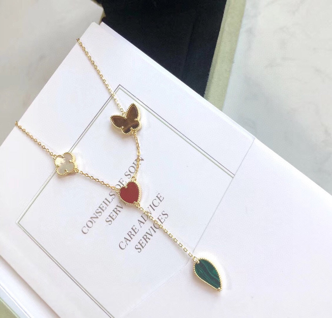 [Ornora Jewelry]LUCKY SPRING 4 MOTIFS ROSE GOLD NECKLACE
