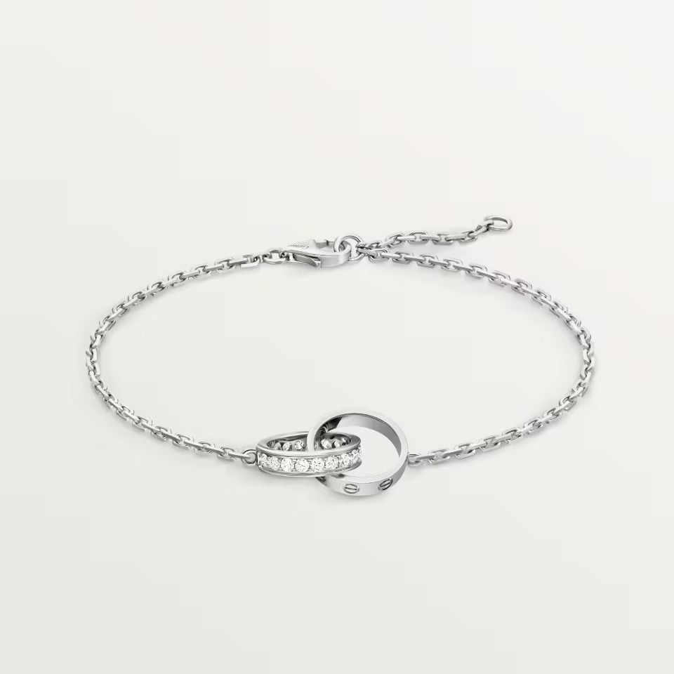 [Ornora Jewelry]LOVE DOUBLE RING HALF DIAMOND BRACELET