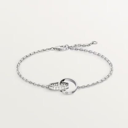 [Ornora Jewelry]LOVE DOUBLE RING HALF DIAMOND BRACELET